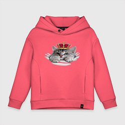Толстовка оверсайз детская Pretty kitten, цвет: коралловый