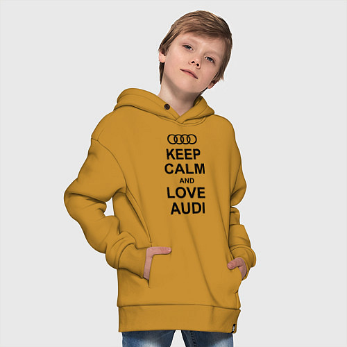 Детское худи оверсайз Keep Calm & Love Audi / Горчичный – фото 4