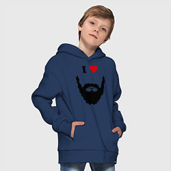 Толстовка оверсайз детская Люблю бороду, цвет: тёмно-синий — фото 2