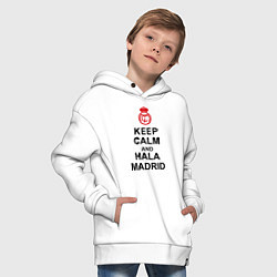 Толстовка оверсайз детская Keep Calm & Hala Madrid, цвет: белый — фото 2