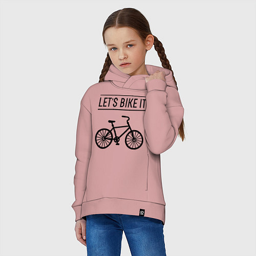 Детское худи оверсайз Lets bike it / Пыльно-розовый – фото 3