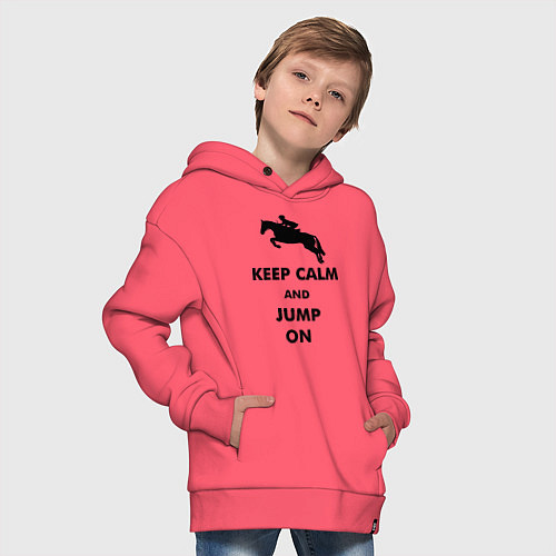 Детское худи оверсайз Keep Calm & Jump On / Коралловый – фото 4