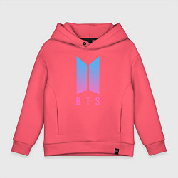 Толстовка оверсайз детская BTS: Neon V, цвет: коралловый