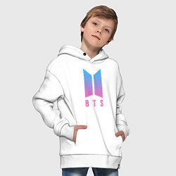 Толстовка оверсайз детская BTS: Neon V, цвет: белый — фото 2