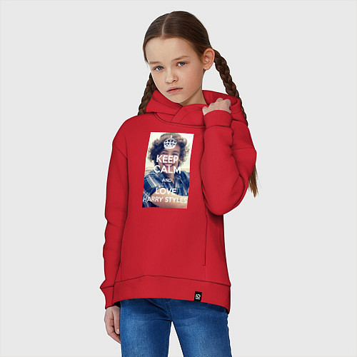 Детское худи оверсайз Keep Calm & Love Harry Styles / Красный – фото 3