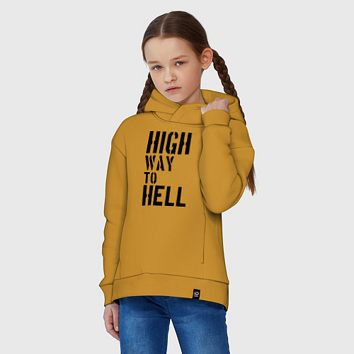 Детское худи оверсайз High way to hell / Горчичный – фото 3