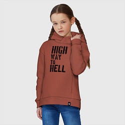 Толстовка оверсайз детская High way to hell, цвет: кирпичный — фото 2