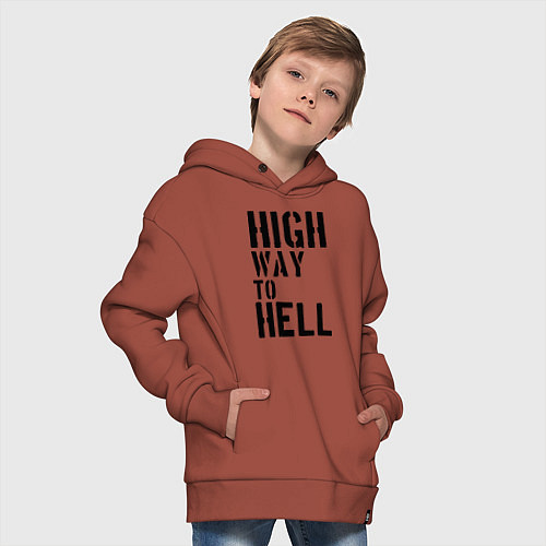 Детское худи оверсайз High way to hell / Кирпичный – фото 4