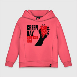 Толстовка оверсайз детская Green Day: American idiot, цвет: коралловый