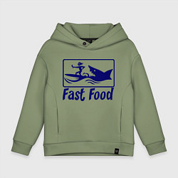 Толстовка оверсайз детская Shark fast food, цвет: авокадо