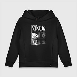 Толстовка оверсайз детская Viking world tour, цвет: черный