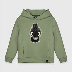 Толстовка оверсайз детская Йольский кот, цвет: авокадо