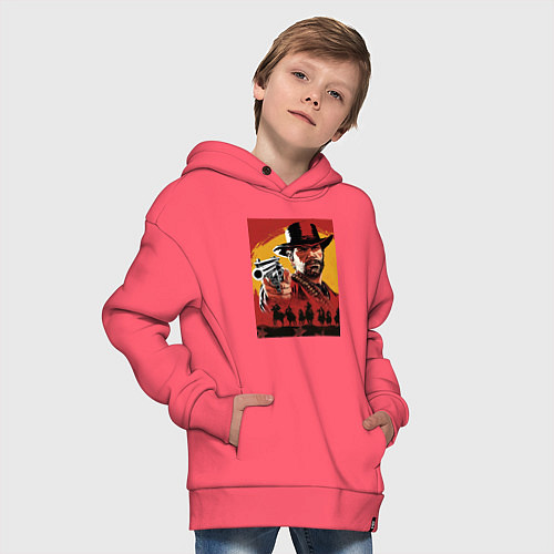 Детское худи оверсайз Red dead redemption 2 / Коралловый – фото 4