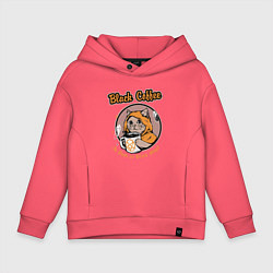 Толстовка оверсайз детская Black Coffee Cat, цвет: коралловый