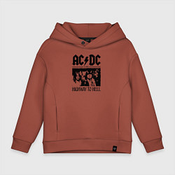 Толстовка оверсайз детская ACDC highway to hell, цвет: кирпичный