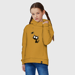 Толстовка оверсайз детская Котик и паучек, цвет: горчичный — фото 2