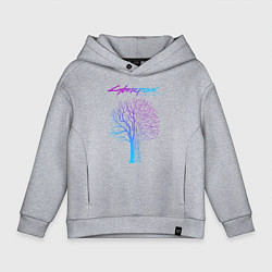 Толстовка оверсайз детская ДЕРЕВО CYBERPUNK 2077, цвет: меланж