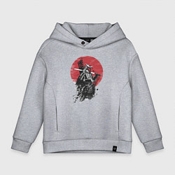 Толстовка оверсайз детская Японский самурай, цвет: меланж