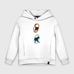 Толстовка оверсайз детская Portal Cat, цвет: белый