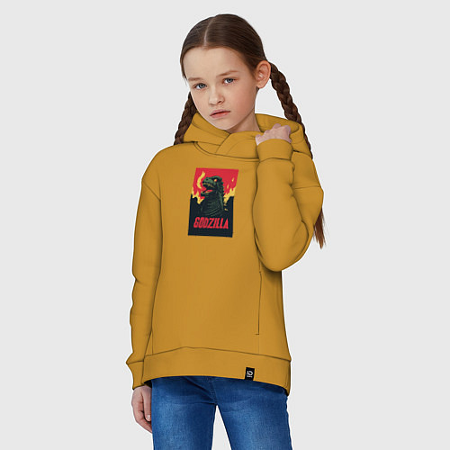 Детское худи оверсайз Godzilla / Горчичный – фото 3