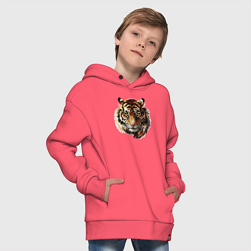 Детское худи оверсайз Тигр Tiger / Коралловый – фото 4