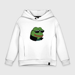 Толстовка оверсайз детская Pepe в очках EZ, цвет: белый