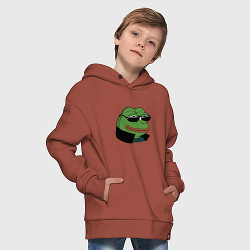 Детское худи оверсайз Pepe в очках EZ / Кирпичный – фото 4