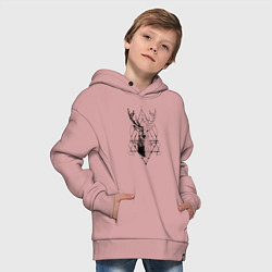 Толстовка оверсайз детская Polygonal deer, цвет: пыльно-розовый — фото 2