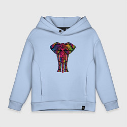 Толстовка оверсайз детская  Слон с орнаментом, цвет: мягкое небо