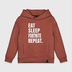 Толстовка оверсайз детская EAT SLEEP FORTNITE REPEAT, цвет: кирпичный