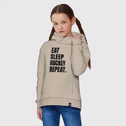 Толстовка оверсайз детская EAT SLEEP HOCKEY REPEAT, цвет: миндальный — фото 2