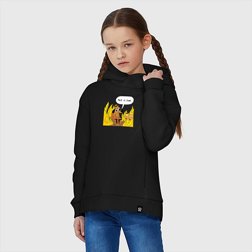 Детское худи оверсайз This is Fine / Черный – фото 3