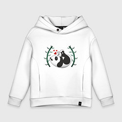 Толстовка оверсайз детская Мама панда с малышом, цвет: белый