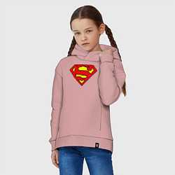 Толстовка оверсайз детская Superman 8 bit, цвет: пыльно-розовый — фото 2