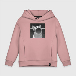 Толстовка оверсайз детская ЧБ Pop Cat, цвет: пыльно-розовый