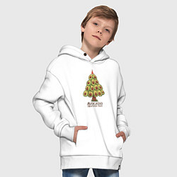 Толстовка оверсайз детская Avocado Christmas Tree, цвет: белый — фото 2