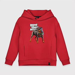 Толстовка оверсайз детская ЧОП - ротвейлер из GTA 5, цвет: красный