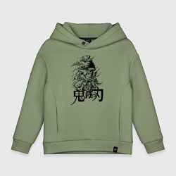 Толстовка оверсайз детская Иноске Хашибира Kimetsu no Yaiba, цвет: авокадо