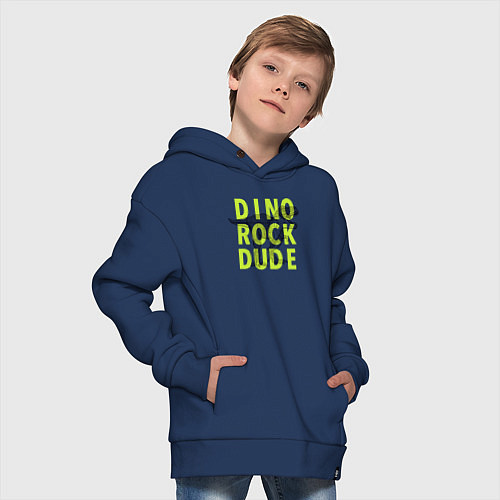 Детское худи оверсайз DINO ROCK DUDE / Тёмно-синий – фото 4