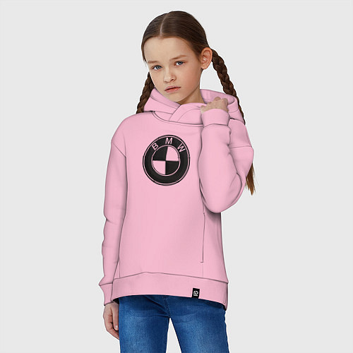 Детское худи оверсайз BMW LOGO CARBON / Светло-розовый – фото 3