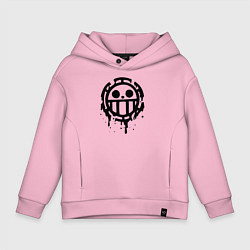 Толстовка оверсайз детская One Piece знак черной краской, цвет: светло-розовый