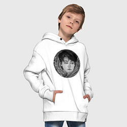 Толстовка оверсайз детская Ким Сокджин арт, цвет: белый — фото 2