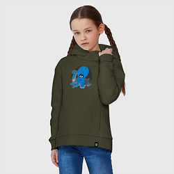 Толстовка оверсайз детская Осьминог с шоколадкой, цвет: хаки — фото 2