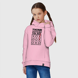 Толстовка оверсайз детская THINK OUTSIDE THE BOX, цвет: светло-розовый — фото 2