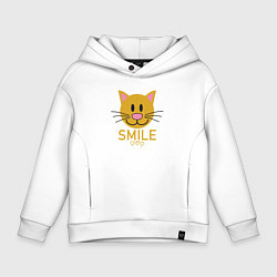 Толстовка оверсайз детская Smile Cat, цвет: белый