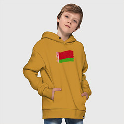 Толстовка оверсайз детская Флаг - Беларусь, цвет: горчичный — фото 2