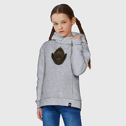 Толстовка оверсайз детская Дракон ацтеков из камня, цвет: меланж — фото 2