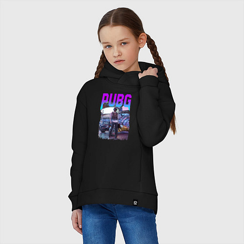 Детское худи оверсайз PUBG NEON ПУБГ НЕОН Z / Черный – фото 3