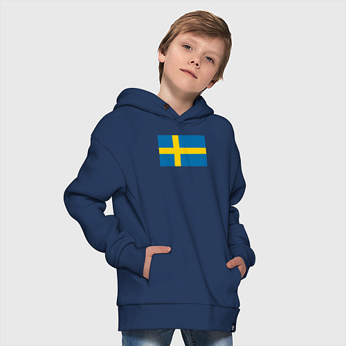 Детское худи оверсайз Швеция Флаг Швеции / Тёмно-синий – фото 4