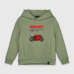 Толстовка оверсайз детская DUCATI ДУКАТИ MOTOSPORT, цвет: авокадо